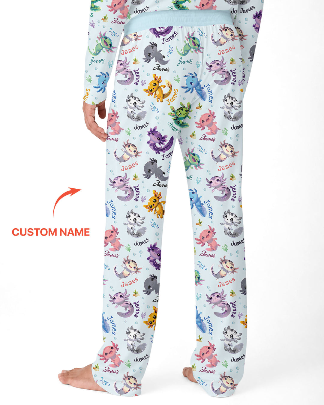 I Love You Axolotl Custom Name Bamboo Men's Pajama Set