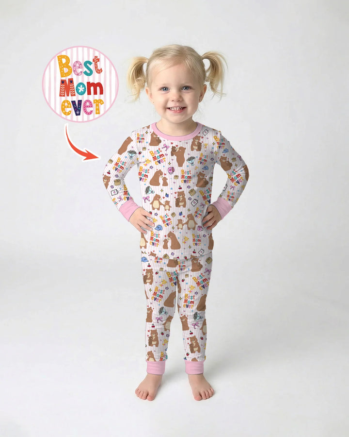 Best Mama Bear Ever Family Matching Bamboo Two Piece Long Sleeve Pajama Set