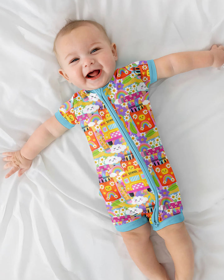 Retro Happy Classroom Bamboo Shorty Zippy