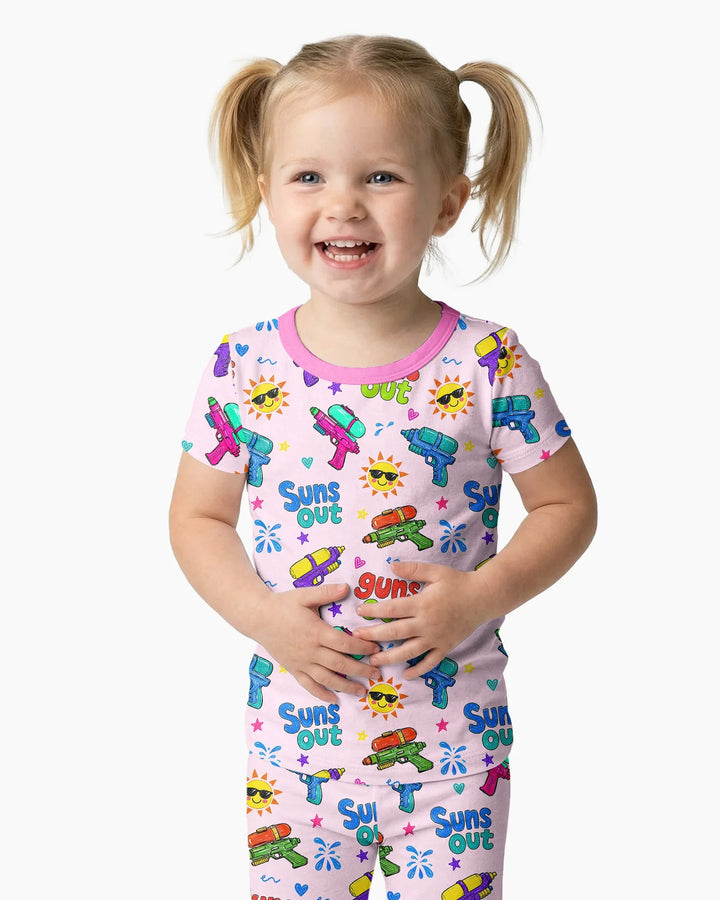 Sun Out Guns Out Bamboo Two Piece Short Sleeve Pajama Set