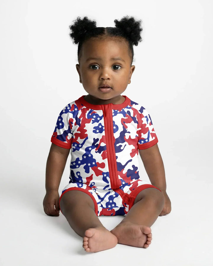 Patriot Camo Daddy & Me Matching Bamboo Shorty Zippy