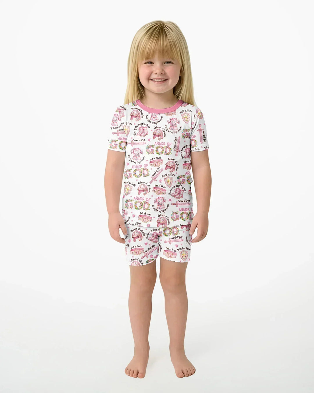 Put On The Full Armor Of God Bamboo Two Piece Short Sleeve Shorts Pajama Set