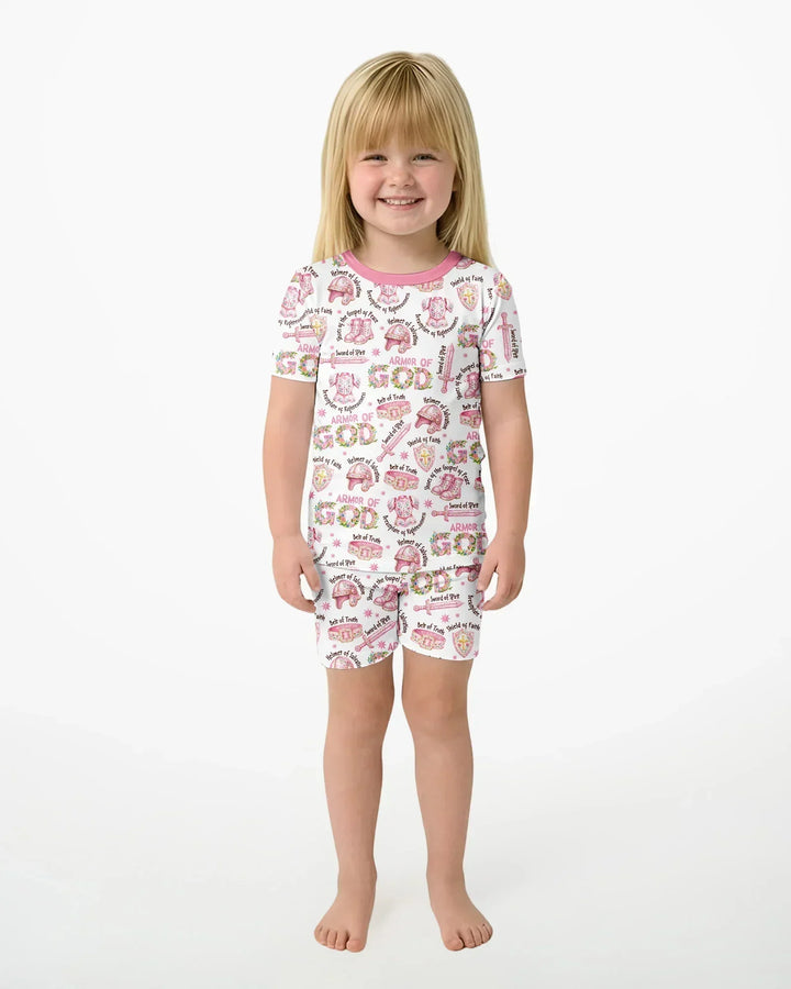 Put On The Full Armor Of God Bamboo Two Piece Short Sleeve Shorts Pajama Set