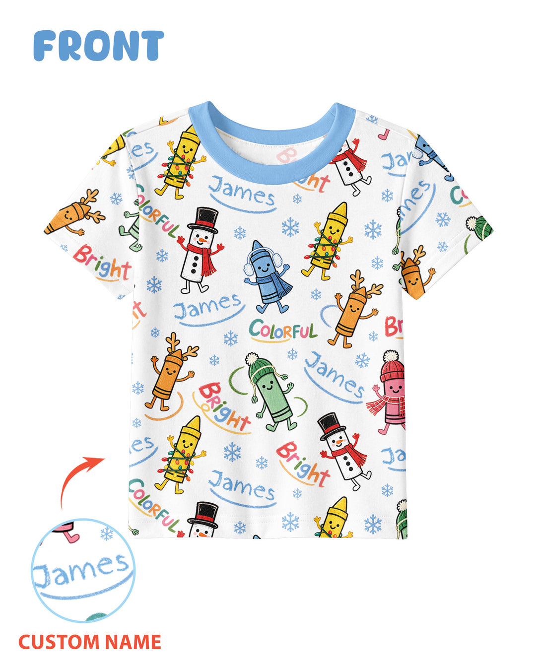 Custom Name Bright & Colorful Bamboo Crewneck T-Shirt