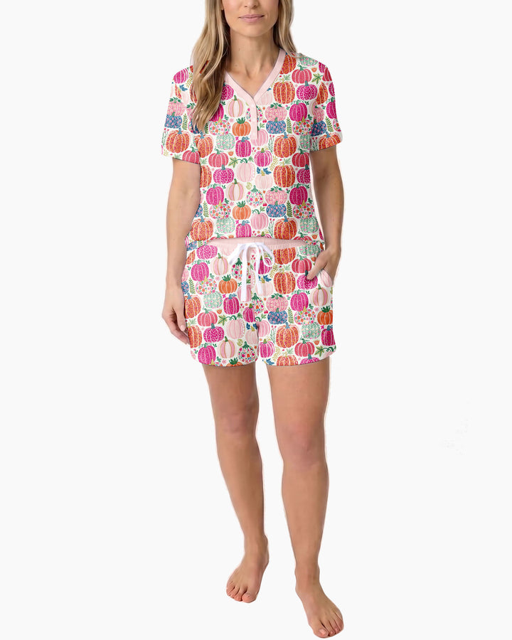 Pumpkin & Bloom Bamboo Women Short Sleeve Short Pajama Set