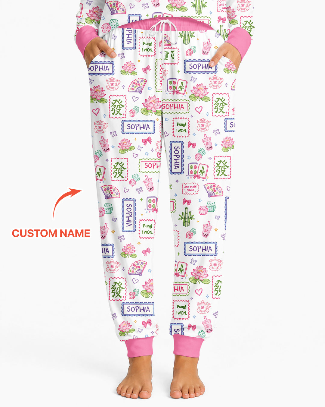 Personalized Preppy Mahjong  Bamboo Women Pajama Set