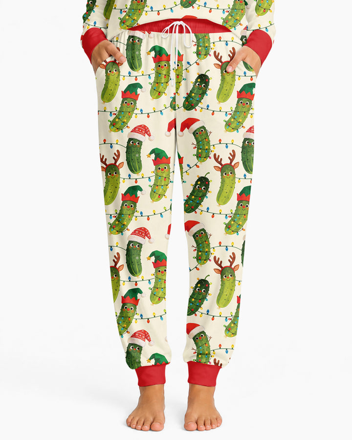 Cheerful Christmas Pickle Bamboo Women Pajama Set