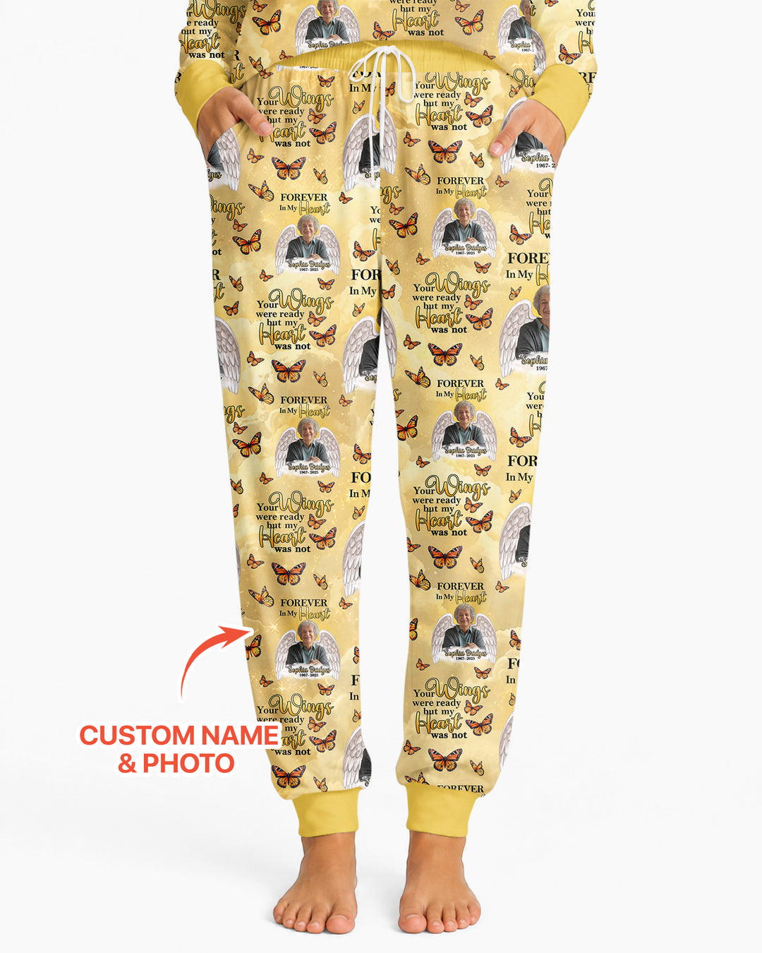 Custom Photo Forever In My Heart Family Matching Bamboo Women Pajama Set