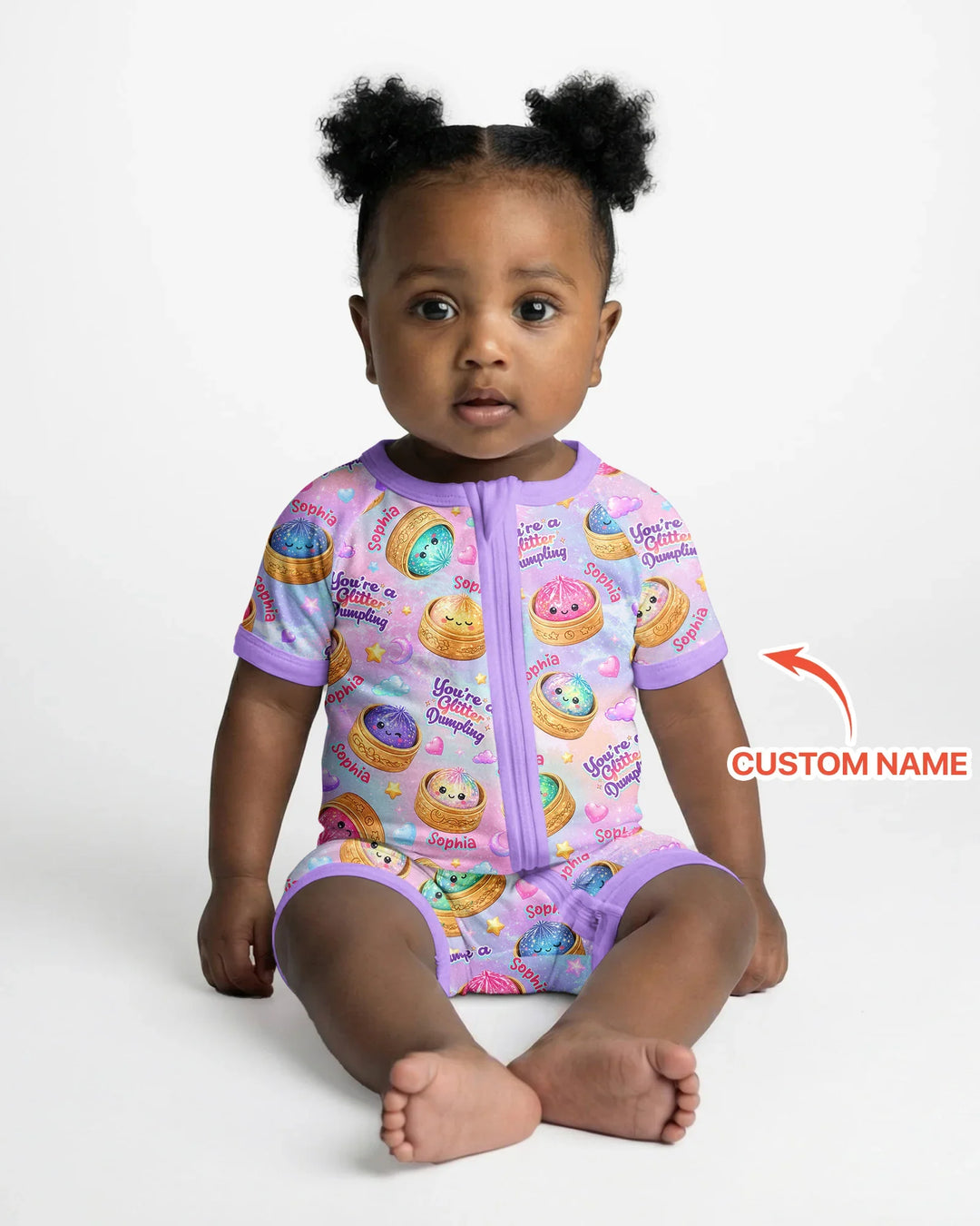 Custom Name You're A Glitter Dumpling Bamboo Shorty Zippy