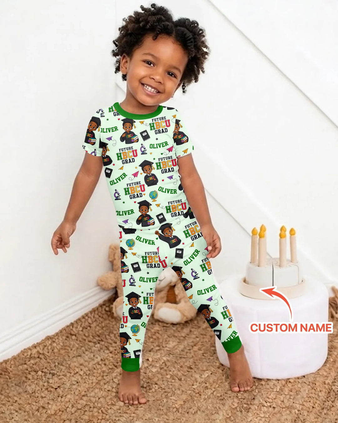 Custom Name Future HBCU Grad Bamboo Two Piece Short Sleeve Pajama Set