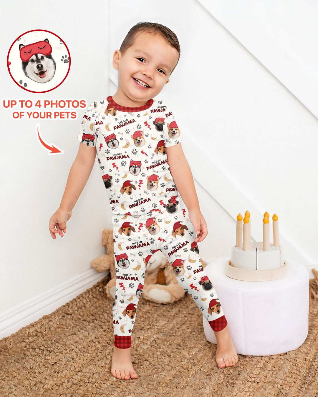 Custom Pet Photo This Is My Pawjama Bamboo Two Piece Short Sleeve Pajama Set