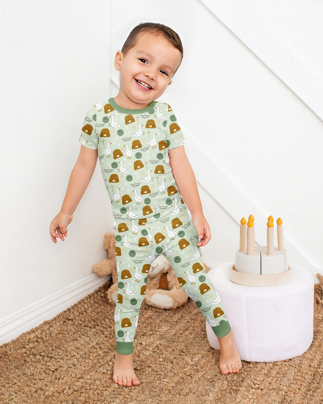 Conjunto de pijama de dos piezas de manga corta de bambú