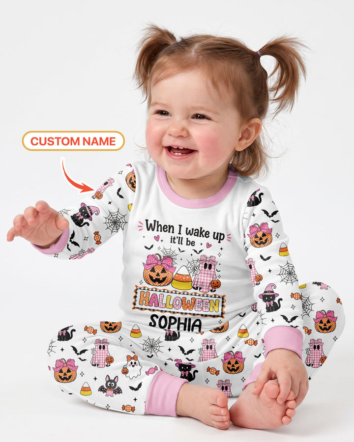 Custom Name When I Wake Up It'll Be Halloween! Bamboo Two Piece Long Sleeve Pajama Set