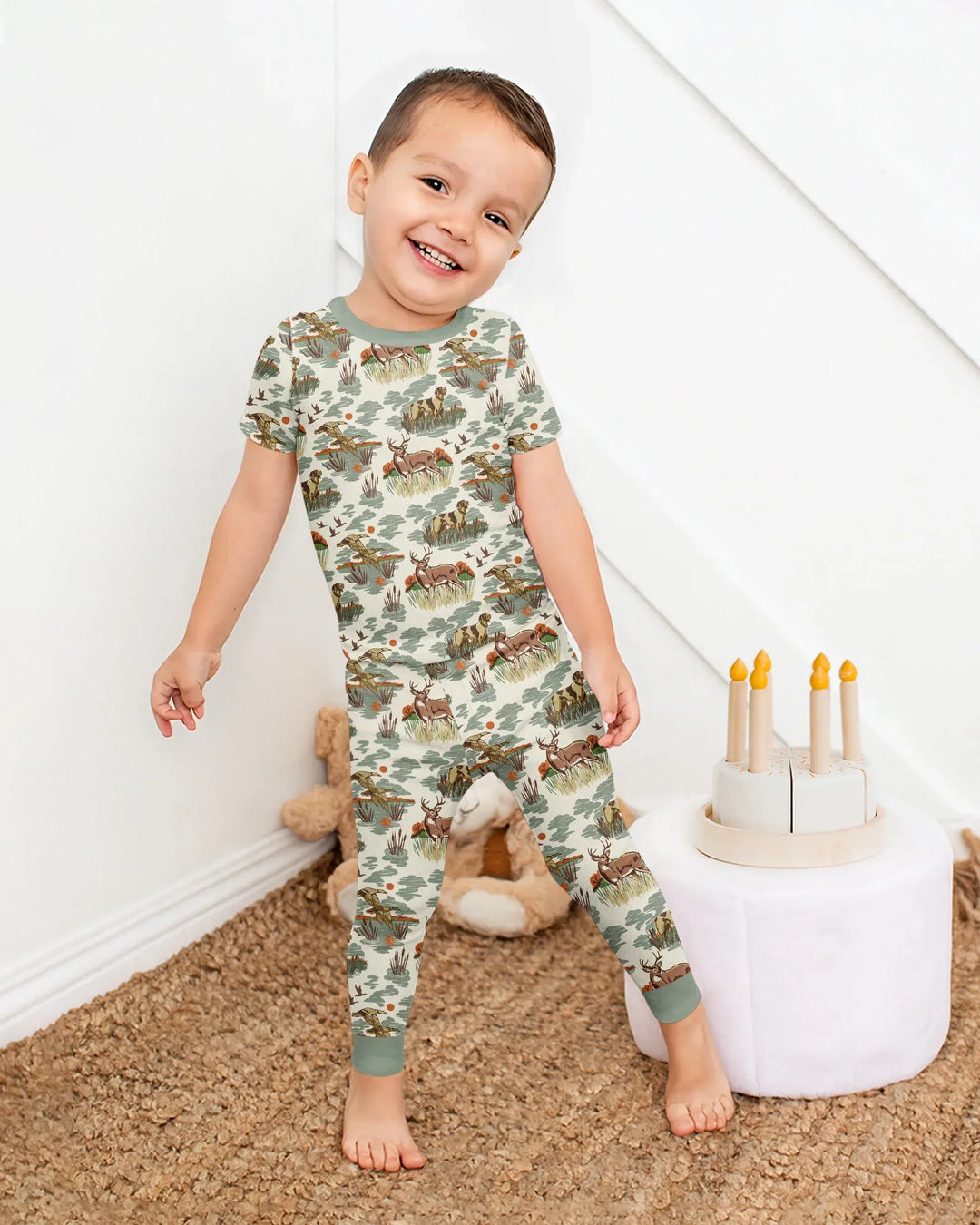 Conjunto de pijama de dos piezas de manga corta de bambú