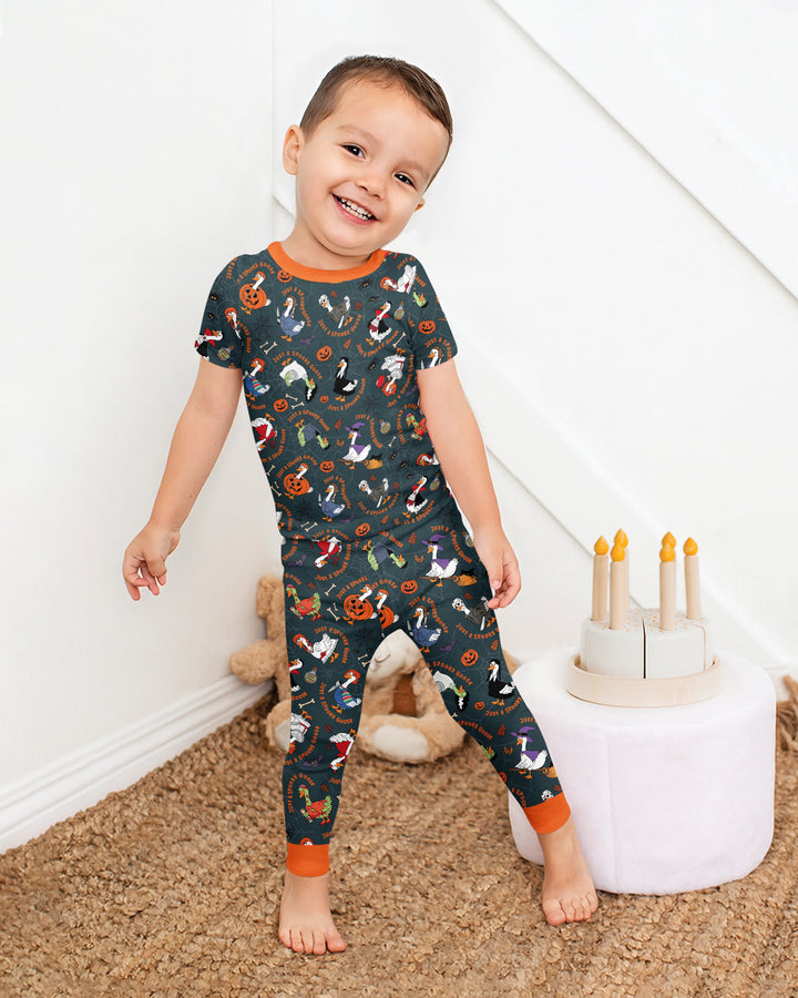 Just A Spooky Goose Family Matching Bamboo Two Piece Short Sleeve Pajama Set