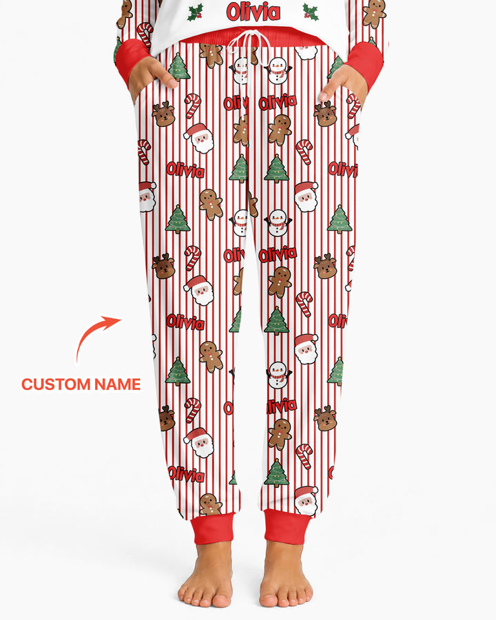 Custom Name Funny Christmas Crossing Bamboo Women Pajama Set