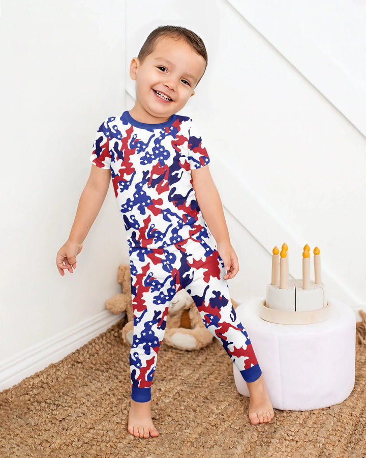 Patriot Camo Daddy & Me Matching Bamboo Two Piece Short Sleeve Pajama Set