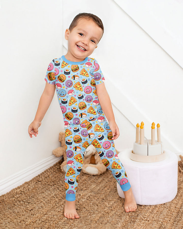 Conjunto de pijama de dos piezas de manga corta de bambú