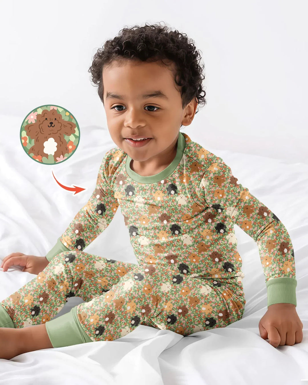 Puppy Garden Family MatchingBamboo Two Piece Long Sleeve Pajama Set