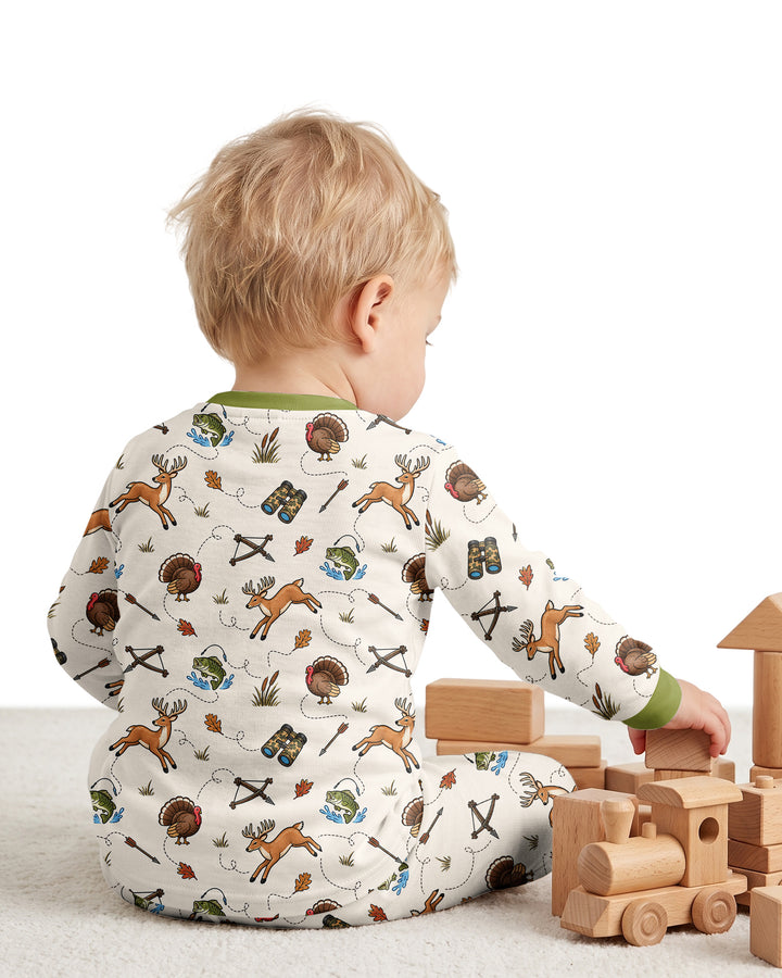 Personalized Pack My Diapers I'm Going Hunting Bamboo Two Piece Long Sleeve Pajama Set