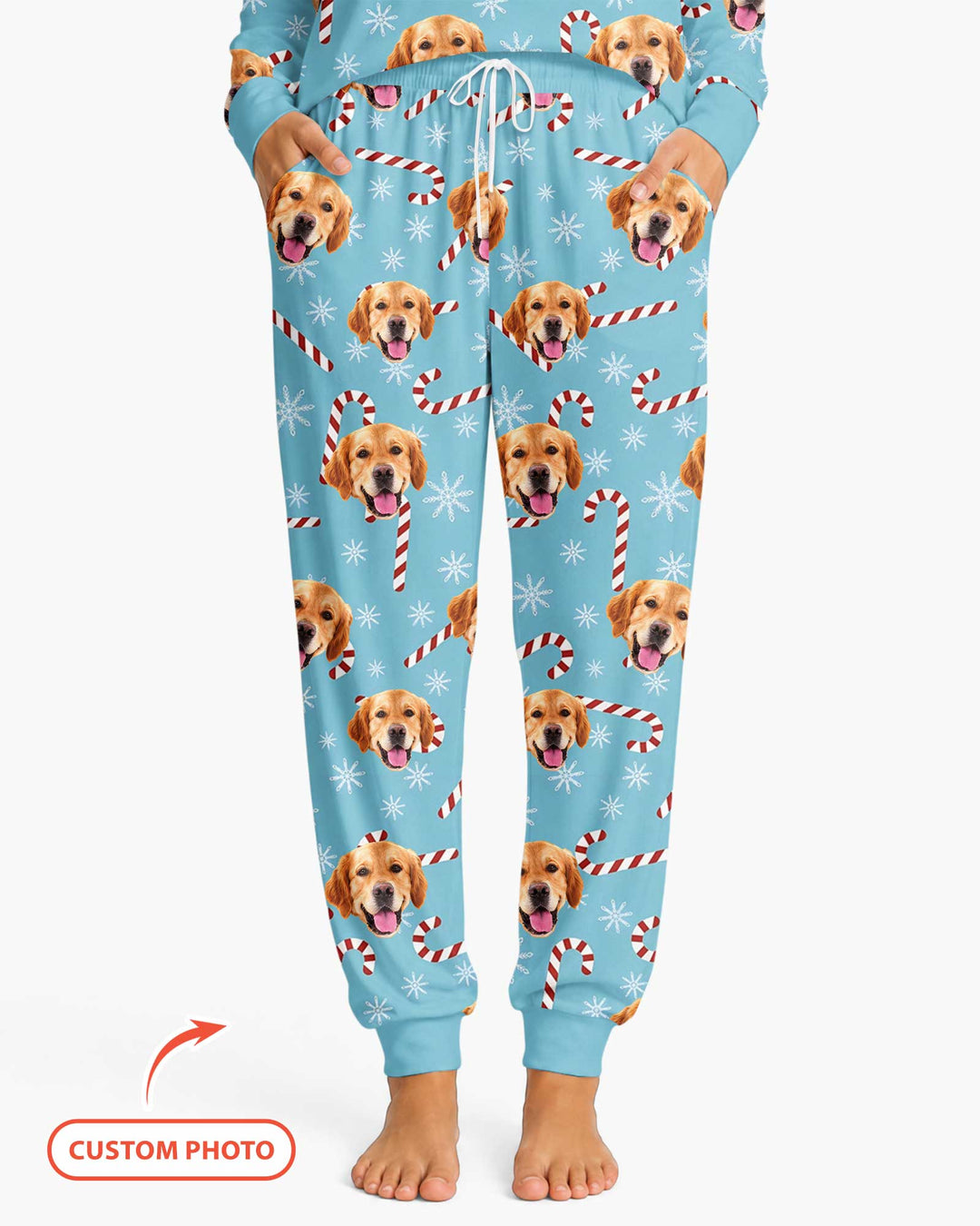 Custom Photo With Christmas Pattern Pajamas Bamboo Women Pajama Set