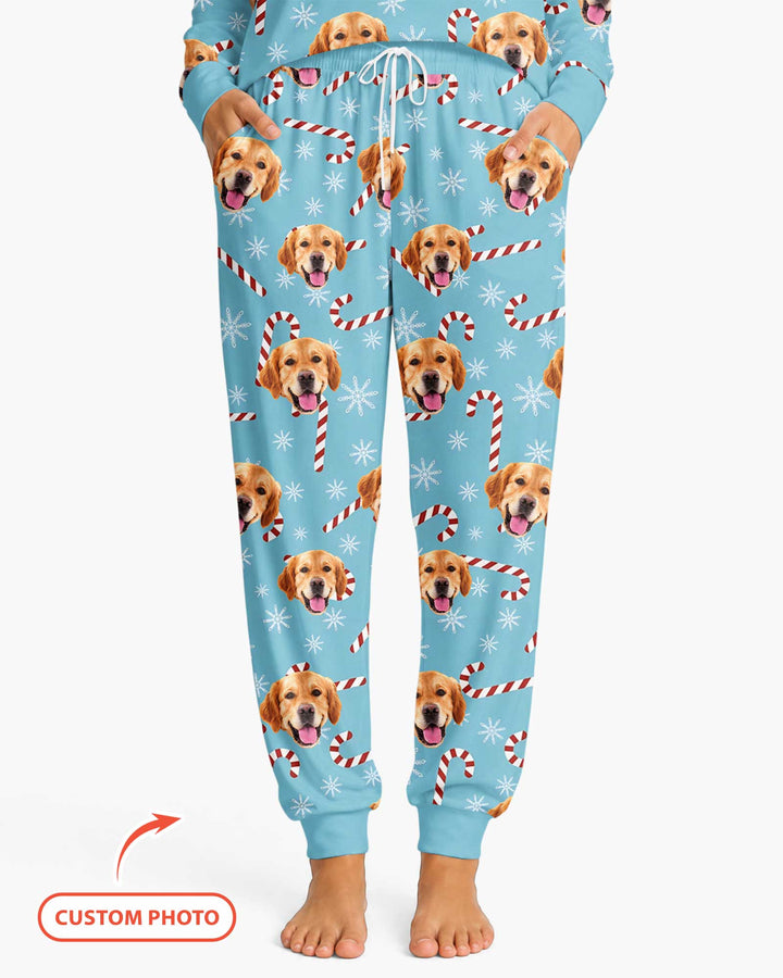 Custom Photo With Christmas Pattern Pajamas Bamboo Women Pajama Set