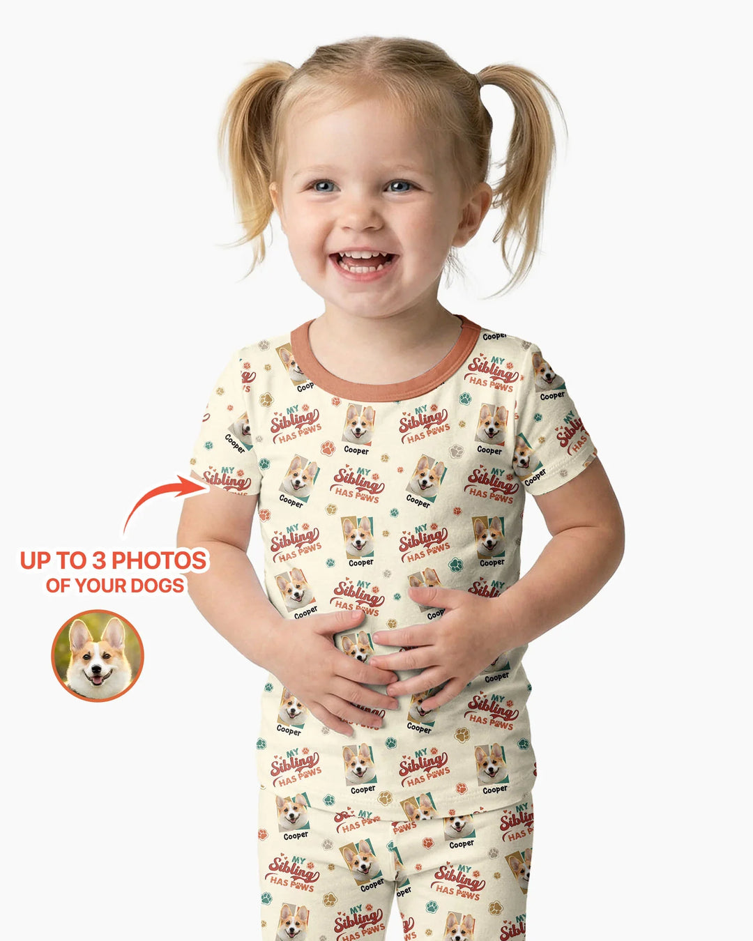 Custom Dog Photos "My Siblings Have Paws" Bamboo Two Piece Short Sleeve Pajama Set