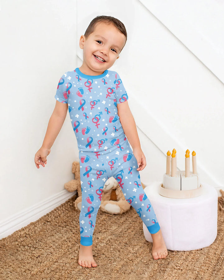 Infertility Awareness Blue and Pink Bamboo Two Piece Short Sleeve Pajama Set
