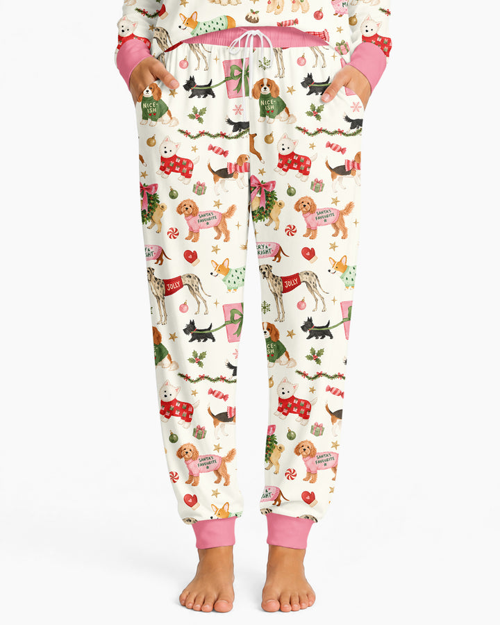 Festive Dog Merry Woofmas Bamboo Women Pajama Set