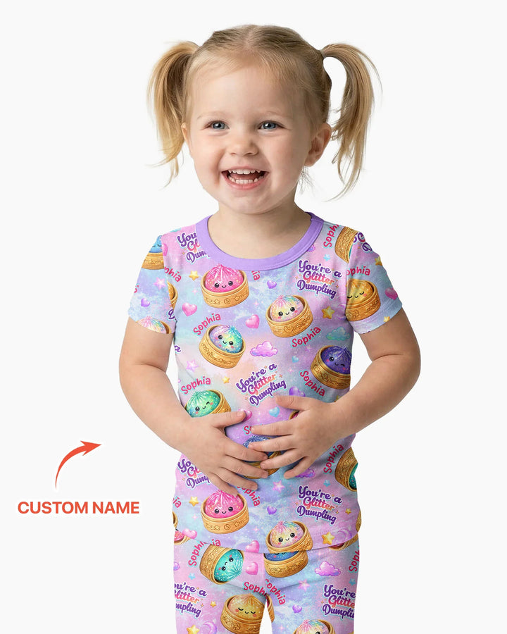 Conjunto de pijama de dos piezas de bambú de manga corta, plantilla personalizada