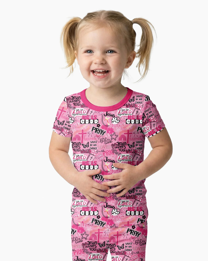 Conjunto de pijama de dos piezas de manga corta de bambú