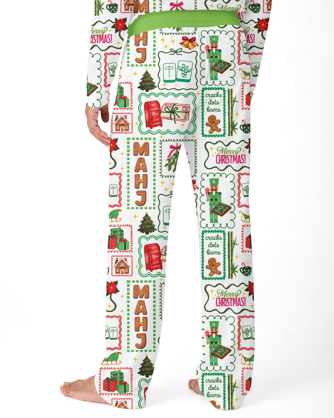 Preppy Christmas Mahjong Bamboo Men's Pajama Set