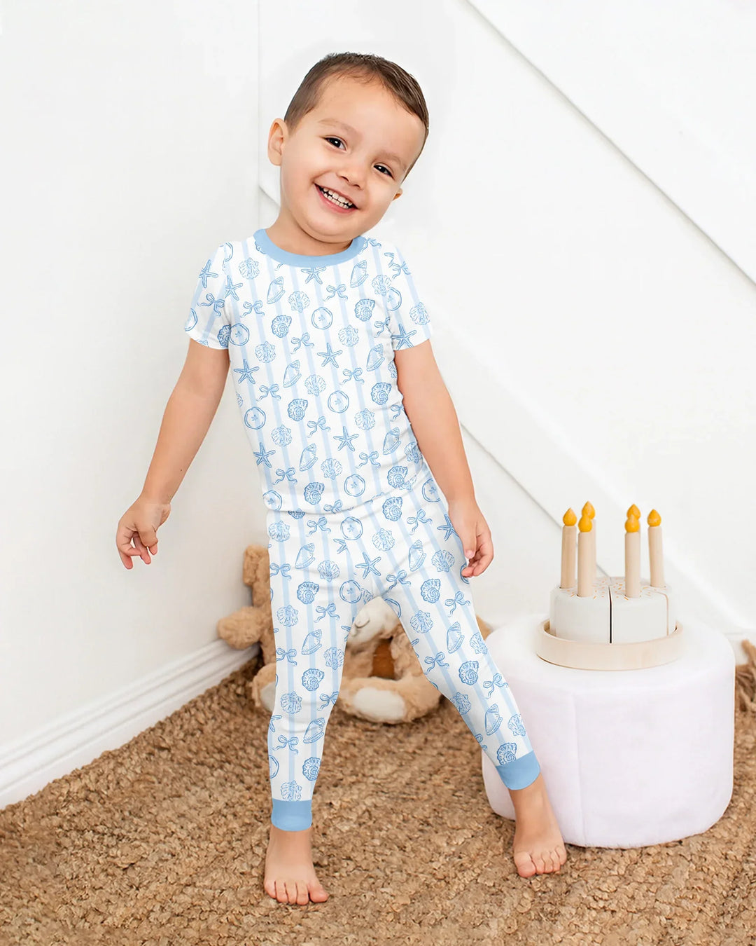 Conjunto de pijama de dos piezas de manga corta de bambú