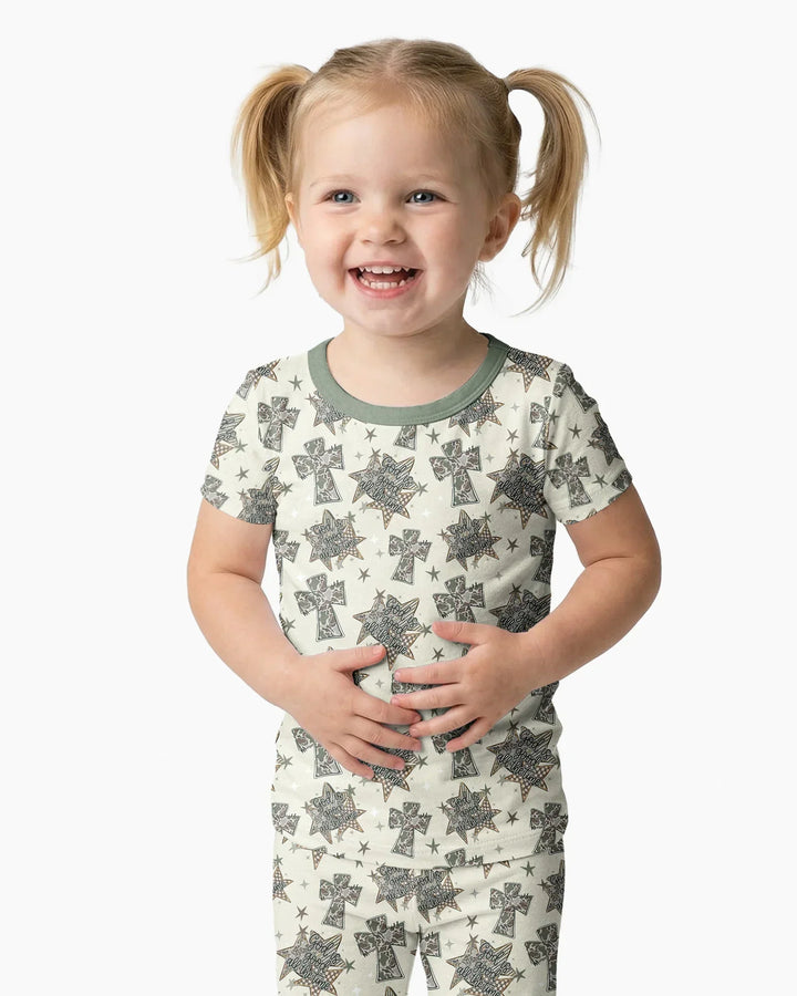 Conjunto de pijama de dos piezas de manga corta de bambú
