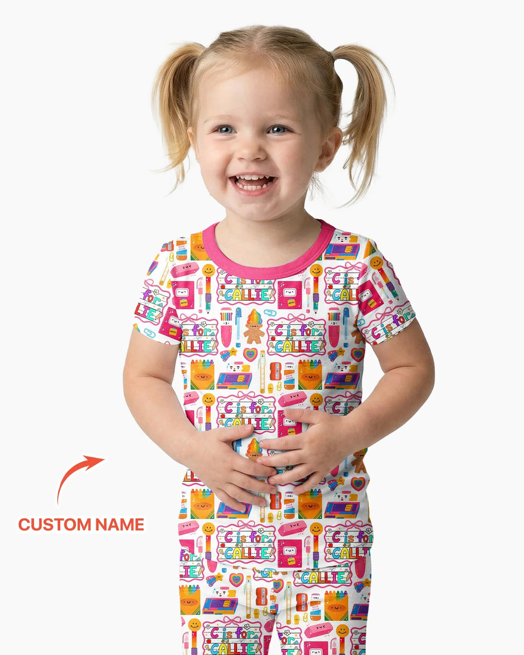 Custom Name Classroom Cuties Bamboo Two Piece Short Sleeve Pajama Set