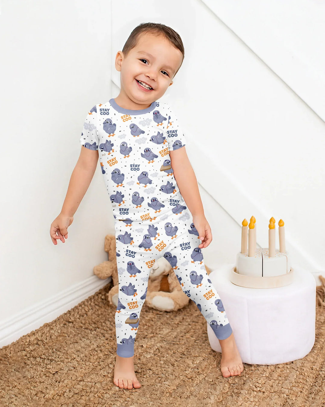 Pigeon Stay Coo Bamboo Two Piece Short Sleeve Pajama Set