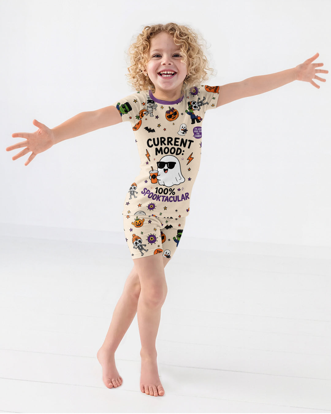 Halloween Friends Bamboo Two Piece Short Sleeve Shorts Pajama Set