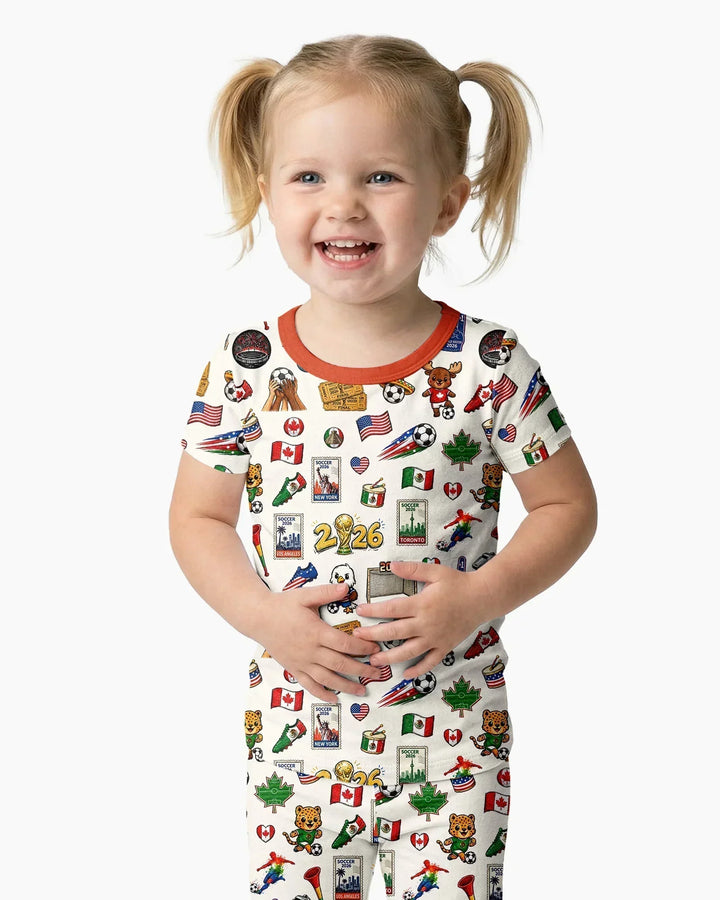 Soccer Cup 2026 Family Matching Bamboo Two Piece Short Sleeve Pajama Set