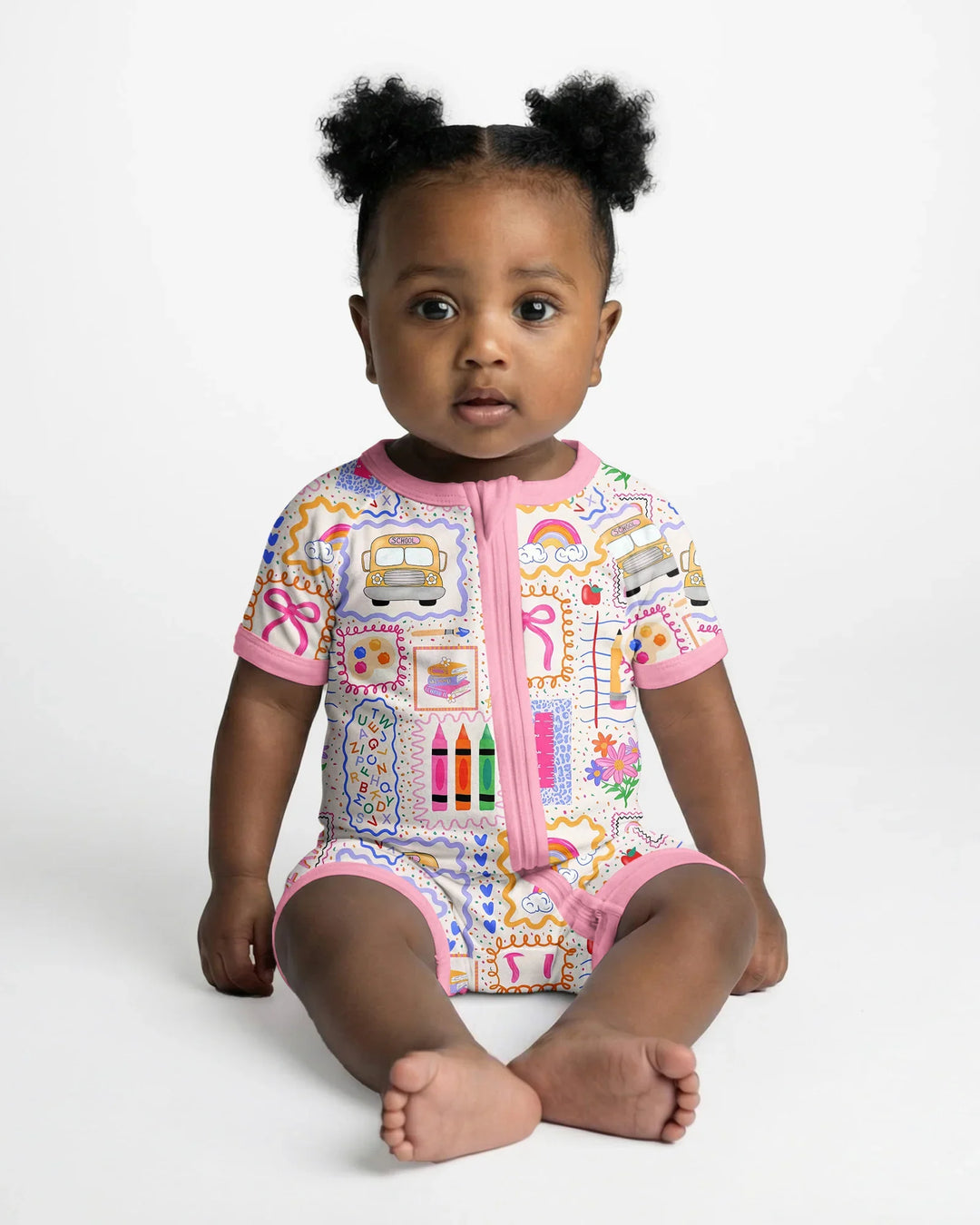 Colorful Doodle School Bamboo Shorty Zippy