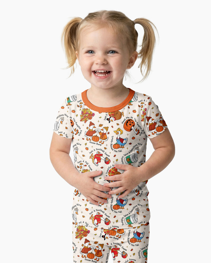 Just A Fall Goose Family Matching Bamboo Two Piece Short Sleeve Pajama Set