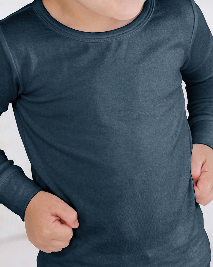 Zweiteiliges Pyjama-Set in Stahlblau