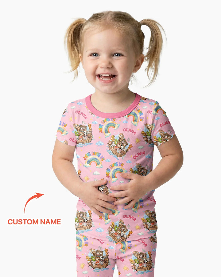 Conjunto de pijama de dos piezas de bambú de manga corta, plantilla personalizada