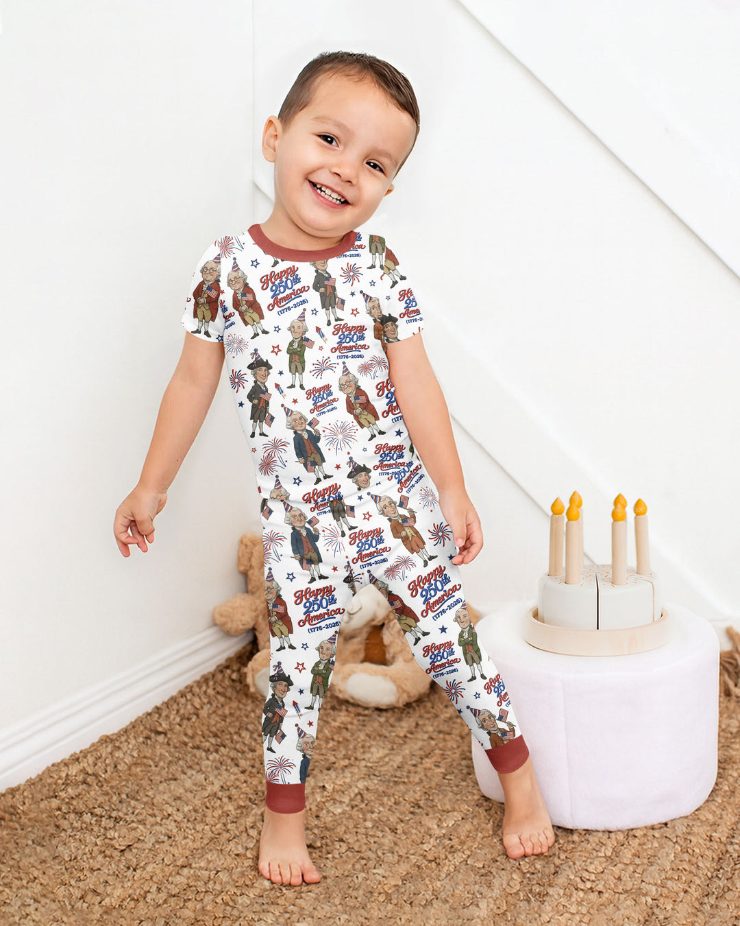 Party Like It's 1776 Family Matching Bamboo Two Piece Short Sleeve Pajama Set