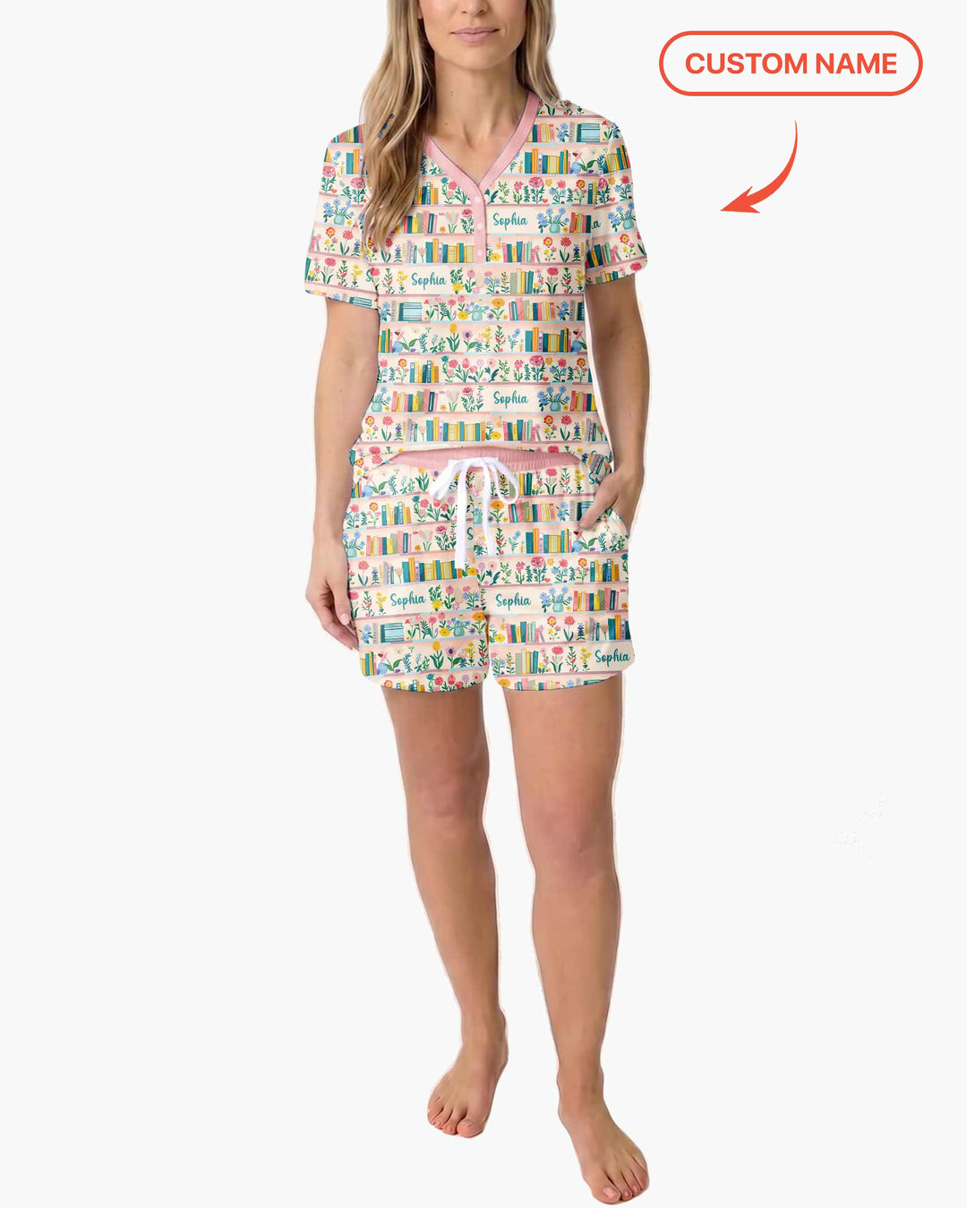 Personalized Book Lover Bamboo Women Short Sleeve Short Pajama Set