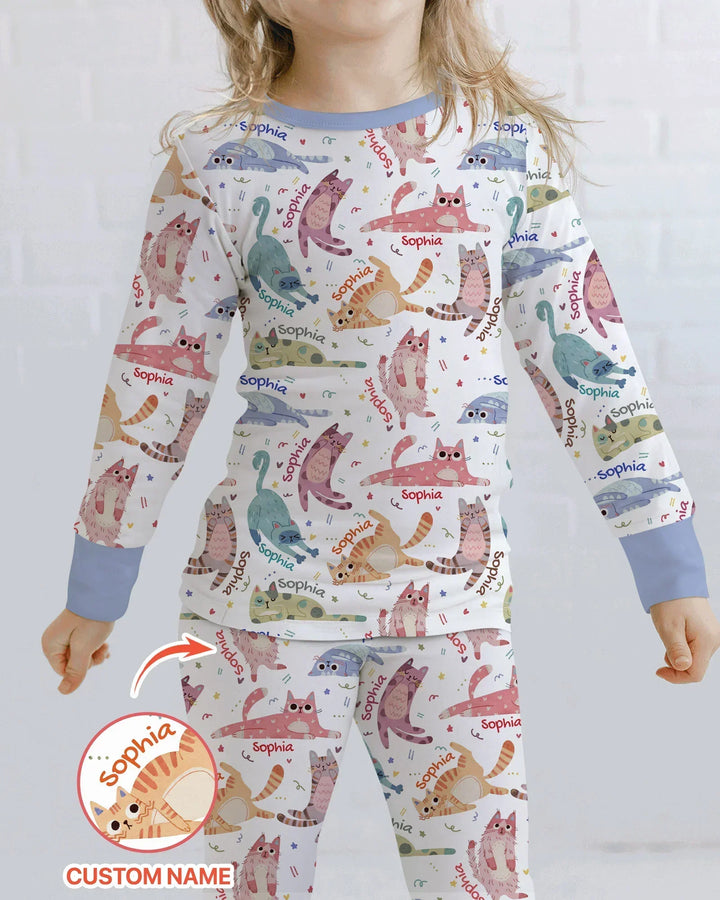 Cat Nap Crew Bamboo Two Piece Long Sleeve Pajama Set