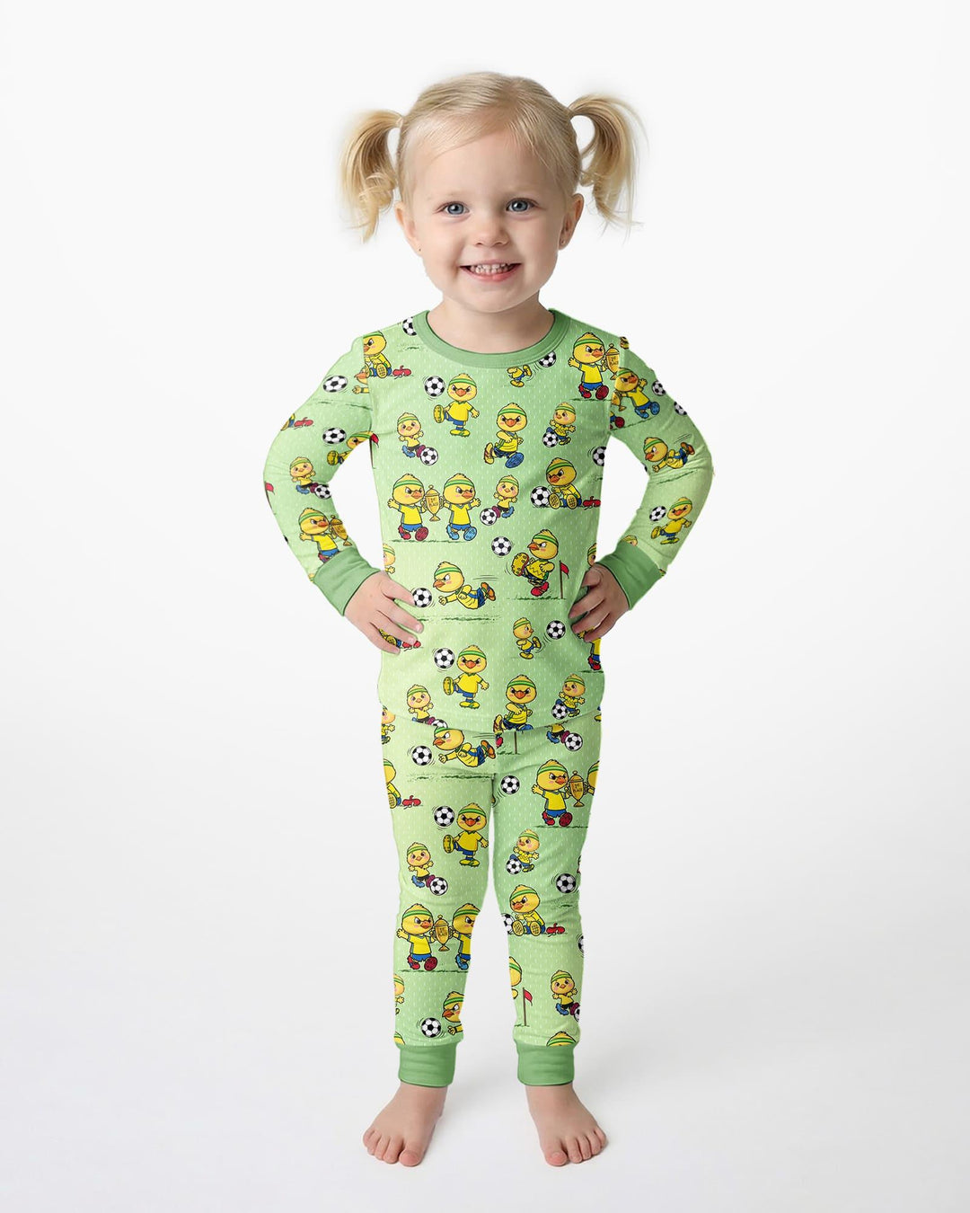 Brasil Soccer Fan Family Matching Bamboo Two Piece Long Sleeve Pajama Set