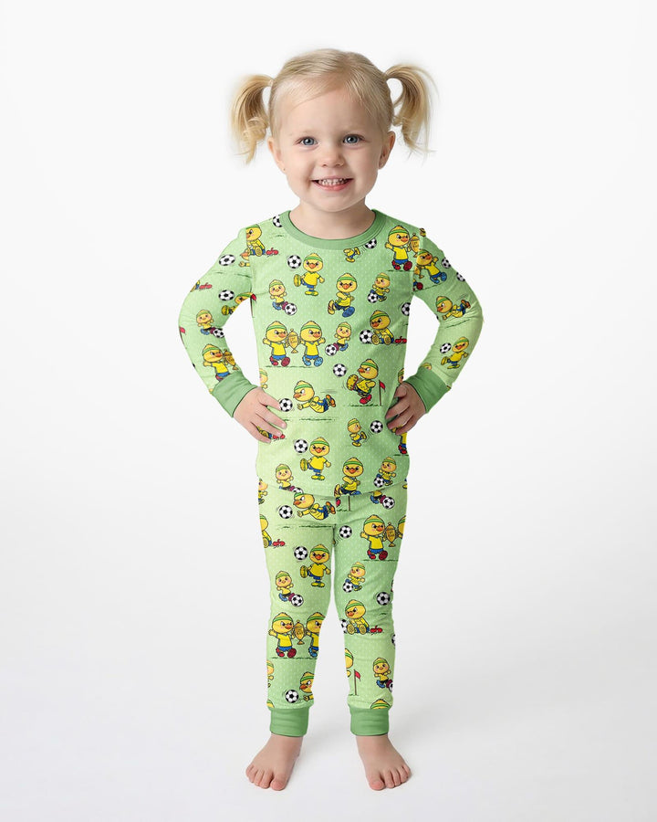 Brasil Soccer Fan Family Matching Bamboo Two Piece Long Sleeve Pajama Set