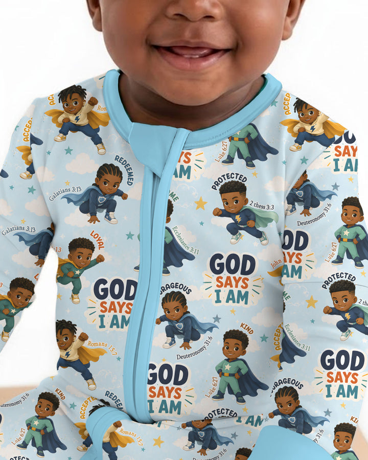 God Says I Am Black Superheroes Bamboo Convertible Zippy