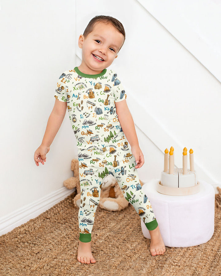 Conjunto de pijama de dos piezas de manga corta de bambú
