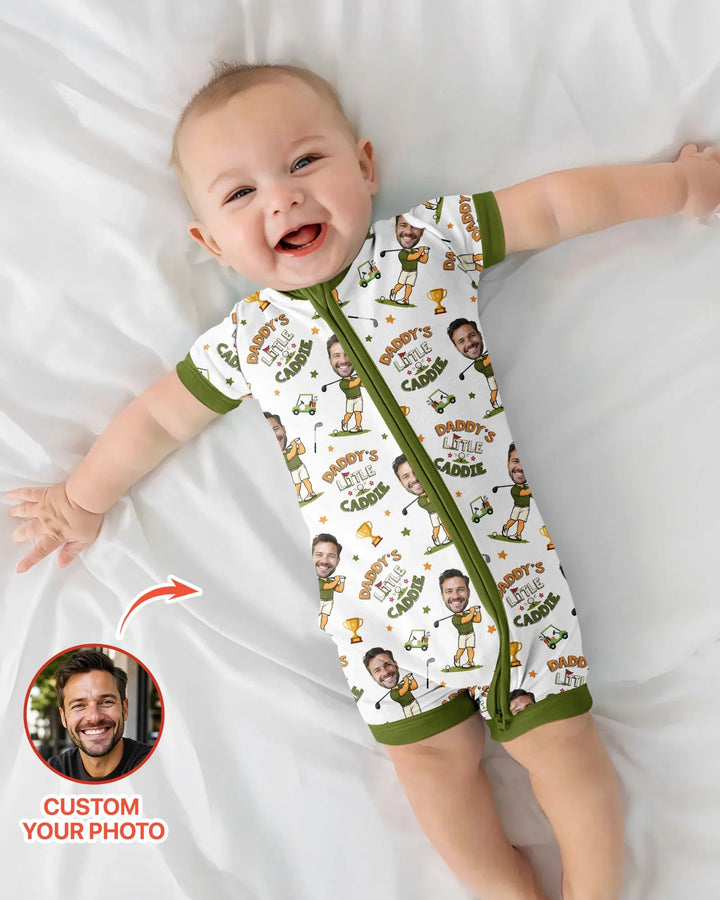 Custom Photo Daddy's Little Caddie Daddy & Me Matching Bamboo Shorty Zippy